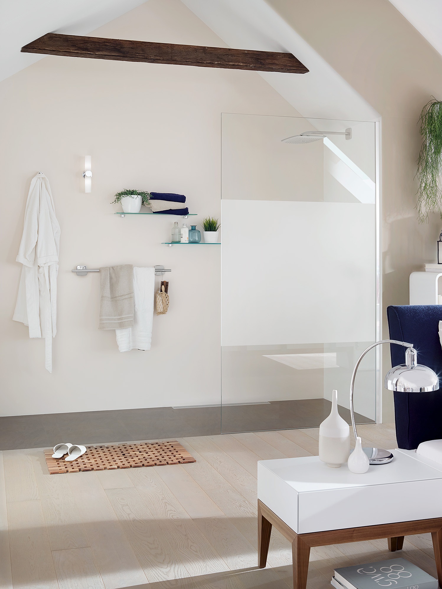 Kermi Duschdesign Walk-In-Duschkabine WALK-IN-XC Wall mit Dekor Stripe 2