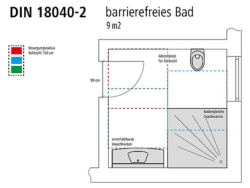 Kermi Duschdesign Duschkabine MENA Pendel-Falttür barrierefrei nach DIN 18040-2