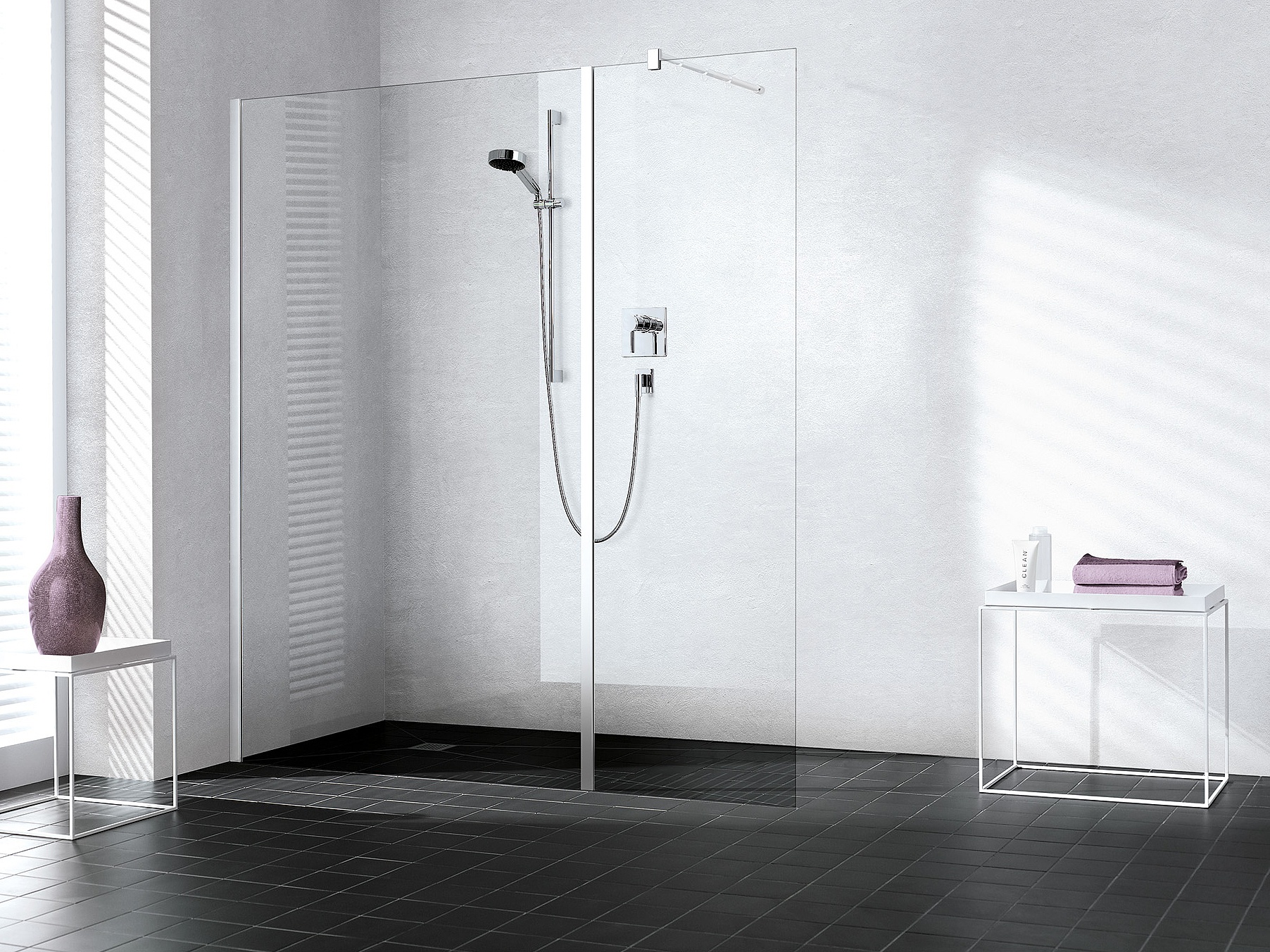 Kermi Duschdesign Walk-In-Duschkabine WALK-IN XB Festfeld in Flucht zur Kombination mit WALK-IN XB Wall