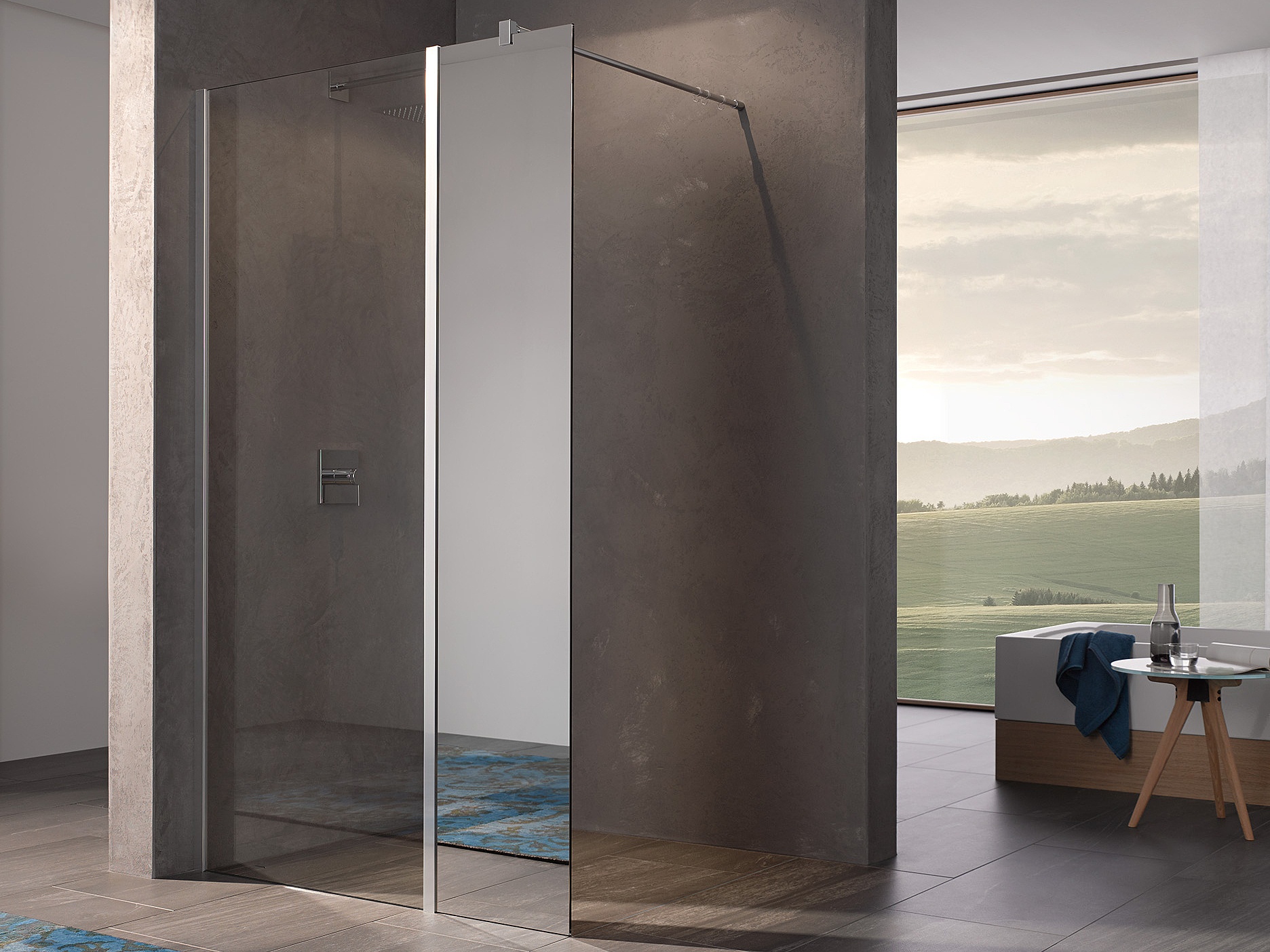 Kermi Duschdesign Walk-In-Duschkabine WALK-IN XB Festfeld in Flucht zur Kombination mit WALK-IN XB Wall