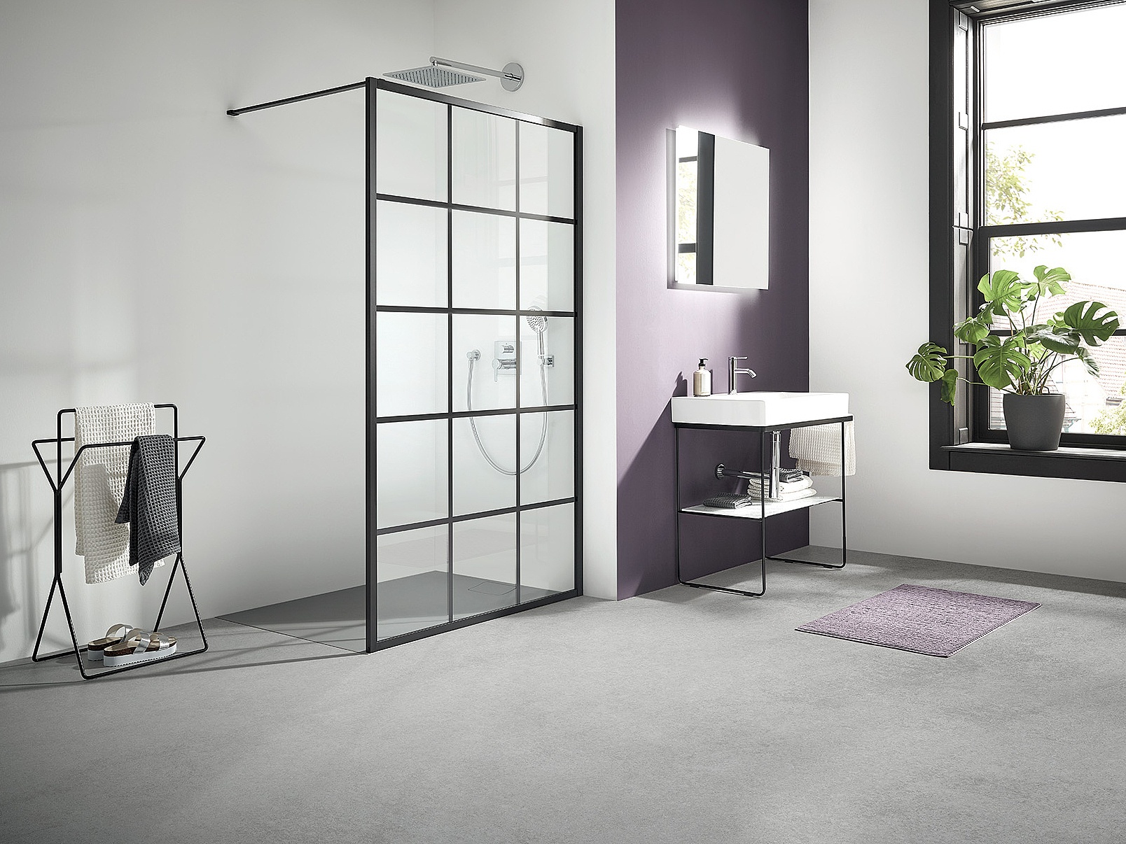 Kermi Duschdesign Walk-In-Duschkabine WALK-IN XD Wall mit Print Loft