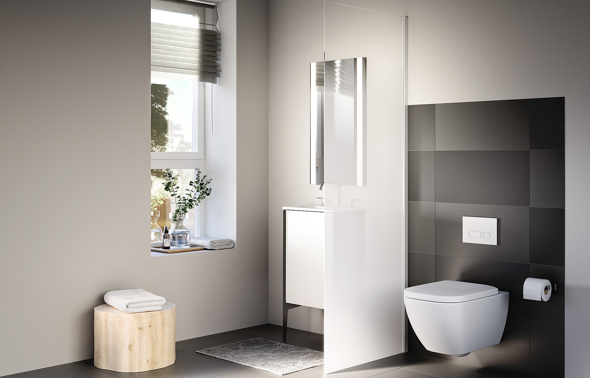 Kermi Duschdesign Walk-In-Duschkabine WALK-IN-XC Wall als Raumtrenner