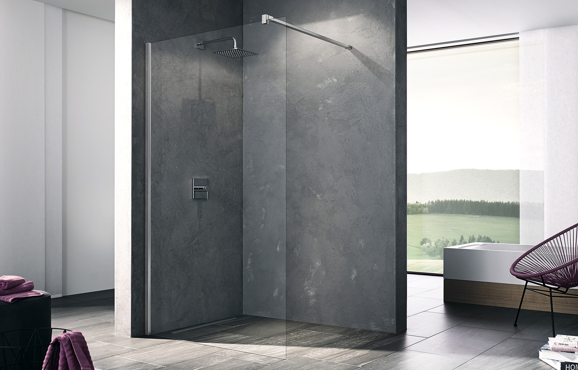 Kermi Duschdesign Walk-In-Duschkabine WALK-IN XB Wall