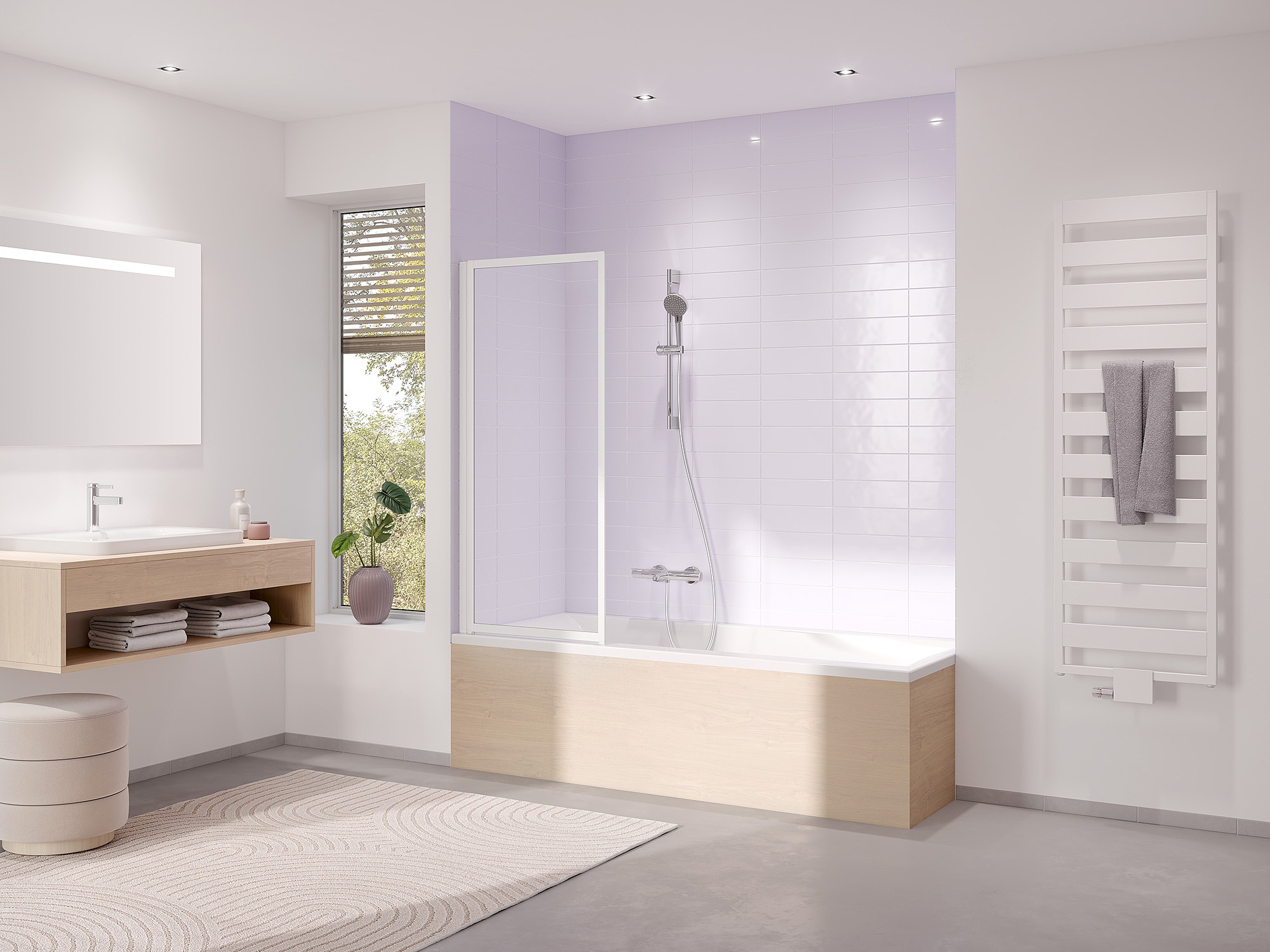 Kermi Duschdesign Duschkabine für Badewanne VARIO 2000 Pendelflügel