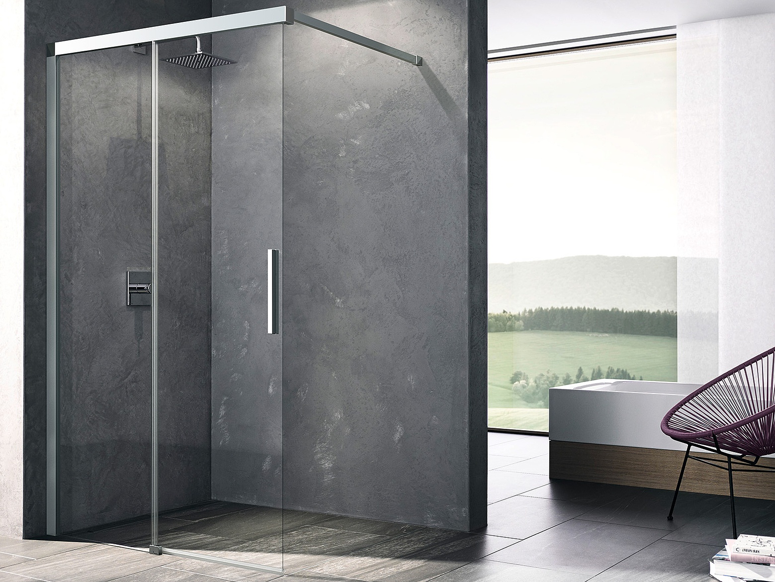 Kermi Duschdesign Duschkabine NICA WALK-IN Wall Gleit mit Wandprofil