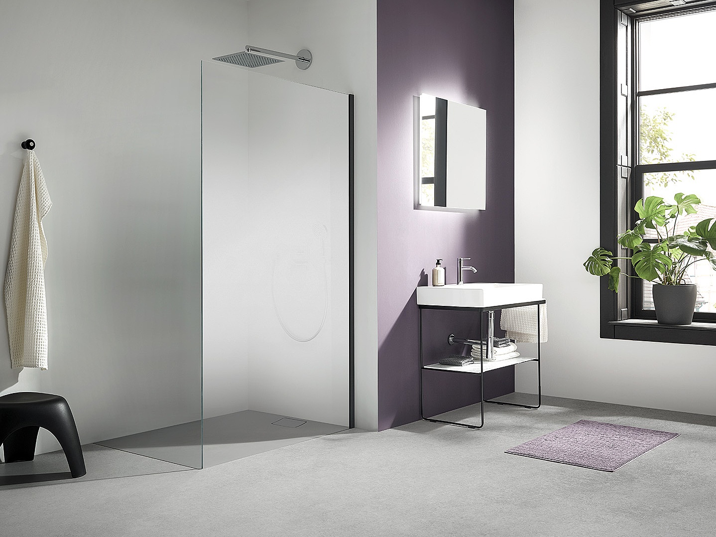 Kermi Duschdesign Walk-In-Duschkabine WALK-IN-XC Wall schwarz