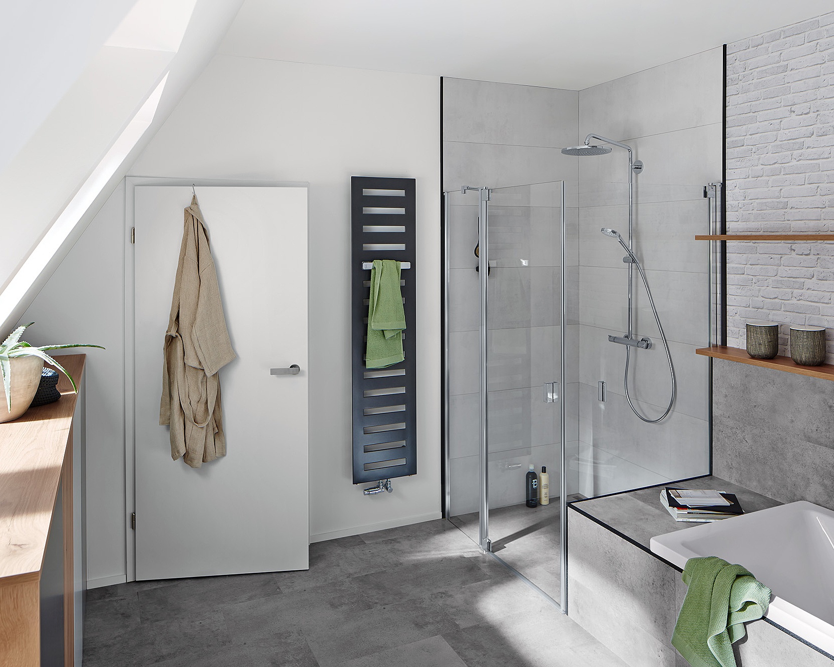 RAYA Pendeltür 1-flügelig mit Festfeld, neben Badewanne