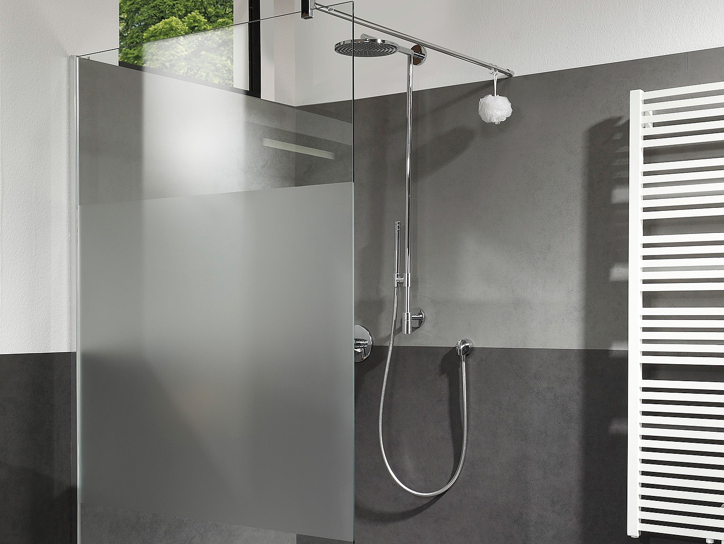 Kermi Duschdesign Walk-In-Duschkabine WALK-IN XB Wall mit Dekor Stripe