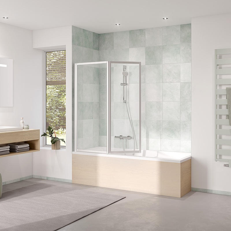 Kermi Duschdesign Duschkabine für Badewanne VARIO 2000 Faltwand 2-flügelig