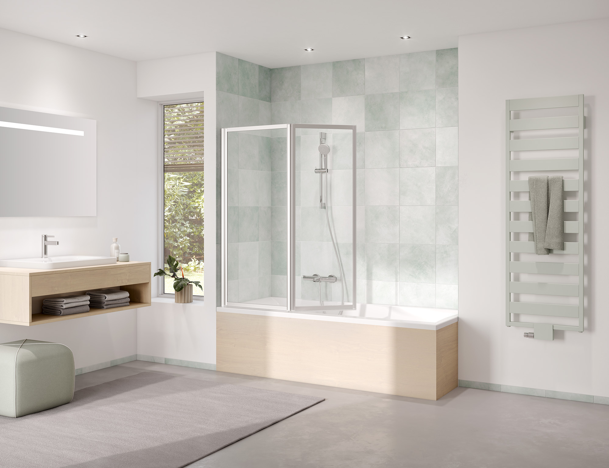 Kermi Duschdesign Duschkabine für Badewanne VARIO 2000 Faltwand 2-flügelig