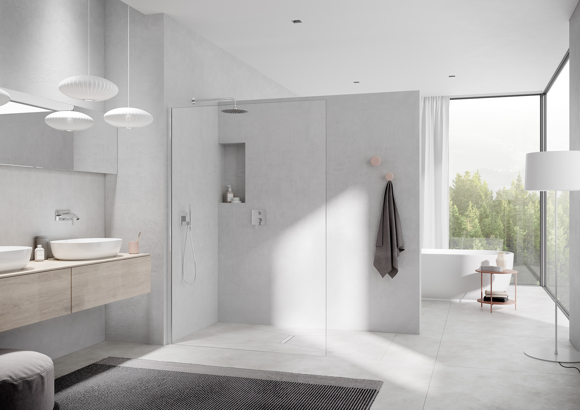 Kermi Duschdesign Walk-In-Duschkabine WALK-IN-XC Wall